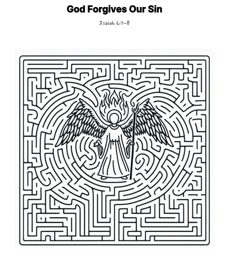 God Forgives Our Sin maze